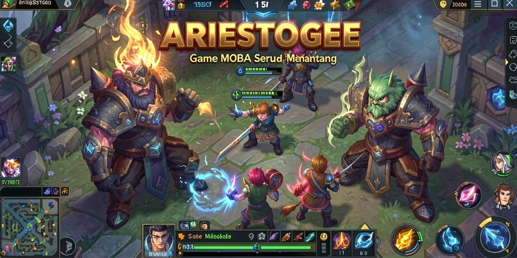 Tampilan gameplay seru di arena pertempuran ARIESTOGEL.
