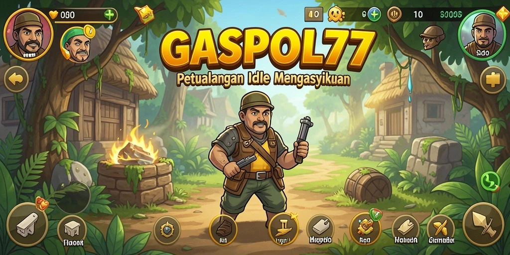 Screenshot gameplay dari GASPOL77 menunjukkan karakter mengumpulkan sumber daya.