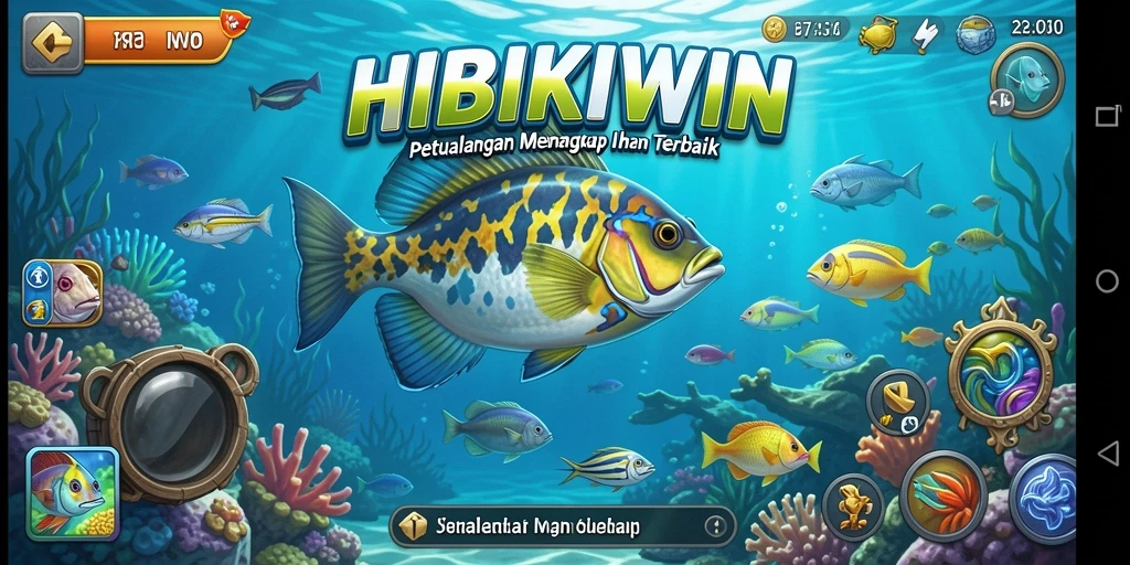 Tampilan gameplay HIBIKIWIN yang mendebarkan saat menangkap ikan.