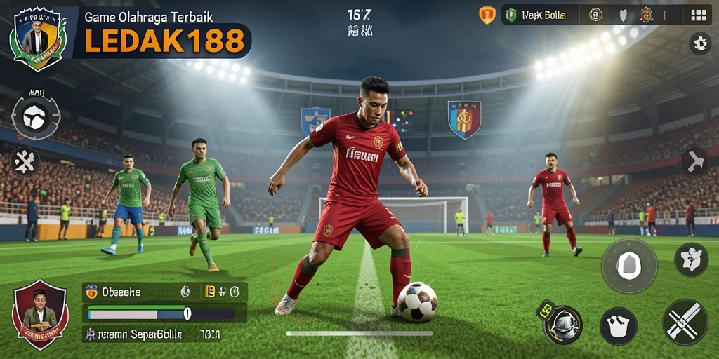 Screenshot LEDAK188 menunjukkan aksi intens dalam pertandingan sepak bola.