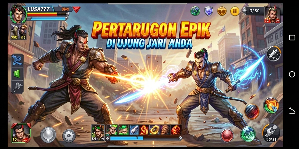 Tampilan gameplay aksi pertarungan yang seru di LUSA777.