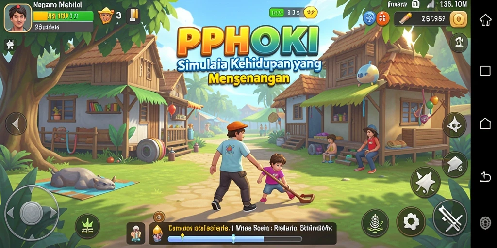 Screenshot gameplay menarik dari PPHOKI yang menunjukkan kehidupan virtual.