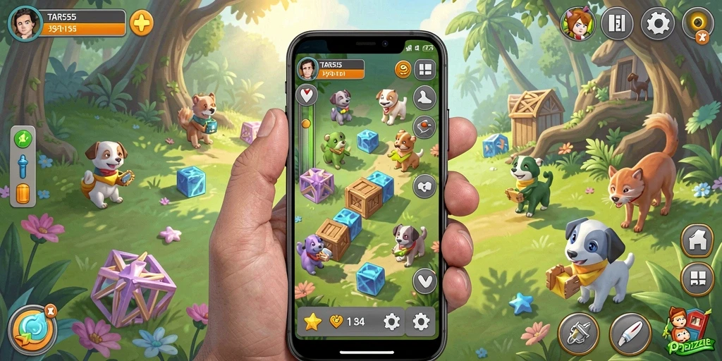 Screenshot TAR555 menampilkan gameplay puzzle yang menarik dan menantang.